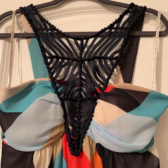 Boston Proper V Braided Neckline MultiColorful Top - Picture 3 of 6